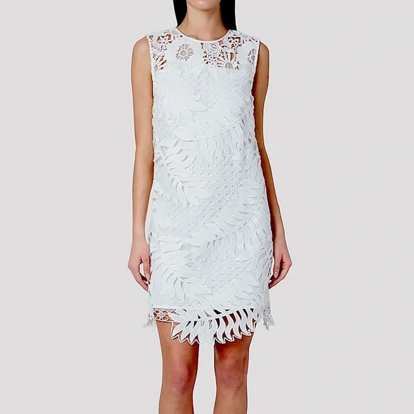 Milly Women's Eliza Tropical Palm Lace Dress - White - Size 8 Milly Women's Eliza Tropical Palm Lace Dress - White - Size 8